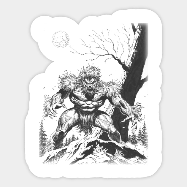 Wolfman Line Art Sticker by Paul_Abrams